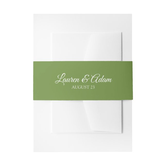 Wedding Invitation Belly Bands / Wraps (Green) Invitation Belly Band (Front Example)