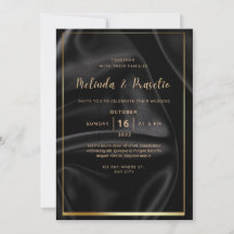 Wedding Invitation Black Gold Alcohol Ink