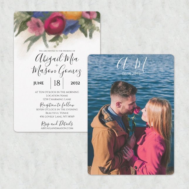 Wedding Invitation Blue and Dark Pink (Creator Uploaded)