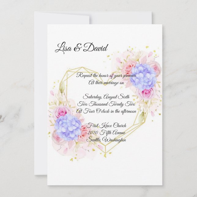 Wedding Invitation-Blue Hydrangeas Invitation (Front)