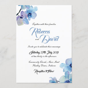 Wedding Invitation   Blue Orchid