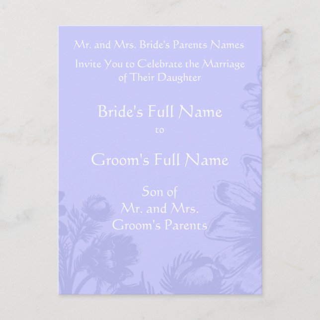 Wedding Invitation-Blue Perwinkle Vintage Flowers Announcement Postcard (Front)