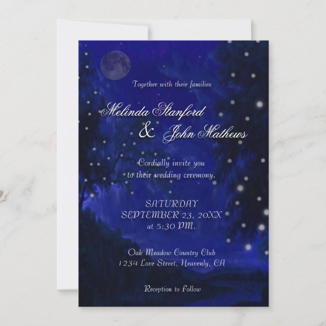 Wedding Invitation | Blue Romantic Night (Front)