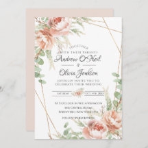 Wedding Invitation Blush Roses