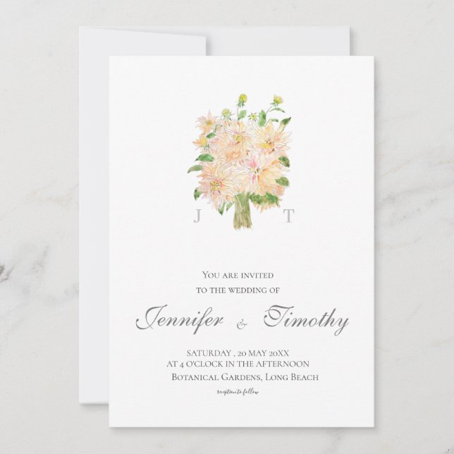 Wedding Invitation Botanical dahlia  (Front)