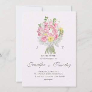 Wedding Invitation Botanical pink roses
