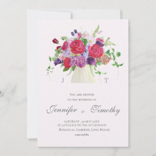 Wedding Invitation Botanical red roses
