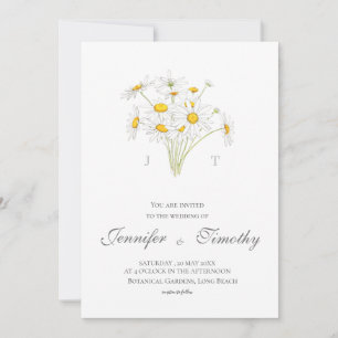 Wedding Invitation Botanical white daisy 2