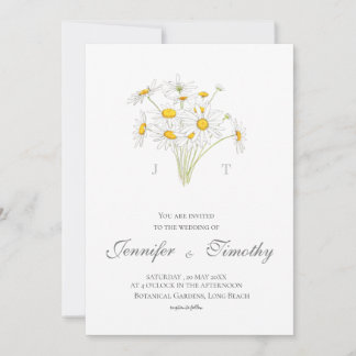Wedding Invitation Botanical white daisy 2