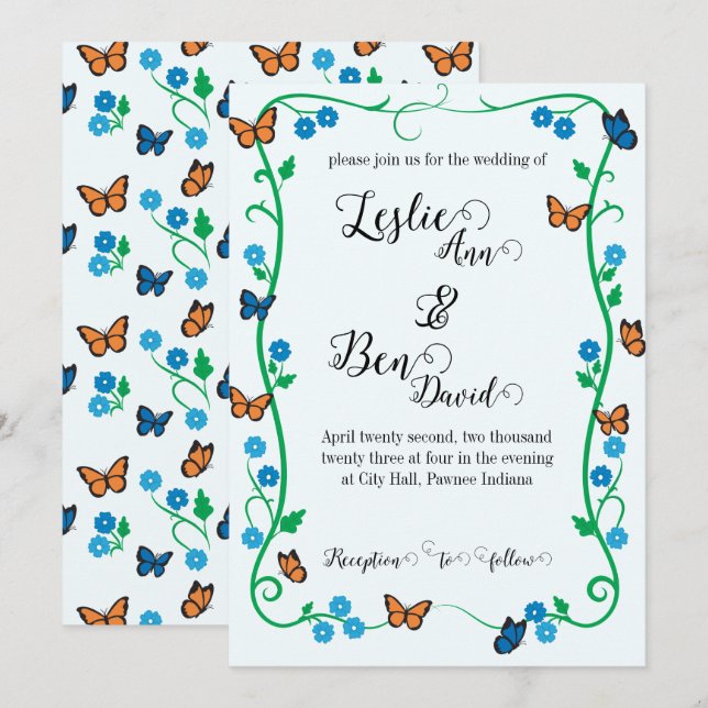 Wedding Invitation Butterfly (Front/Back)