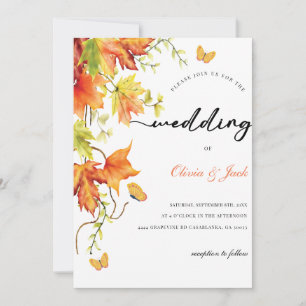 Wedding Invitation butterfly flowers sample modern