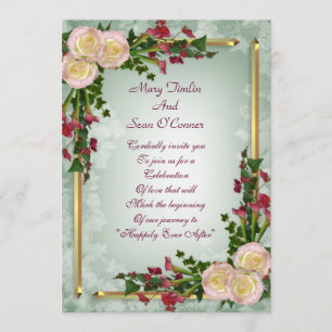 Wedding invitation calla lilies and roses