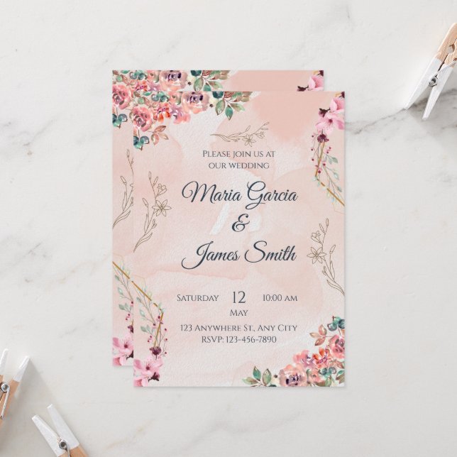 Wedding Invitation Card (Front/Back In Situ)