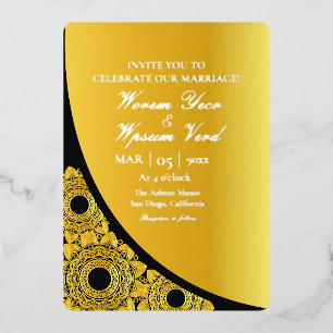 Wedding Invitation Card Gold Foil Design