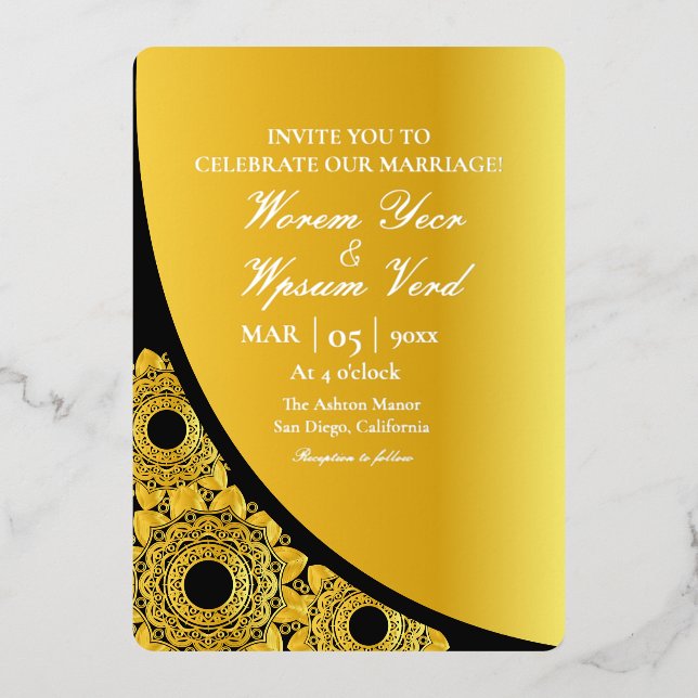 Wedding Invitation Card Gold Foil Design (Front)