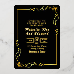 Wedding Invitation Card Gold Foil Design Template