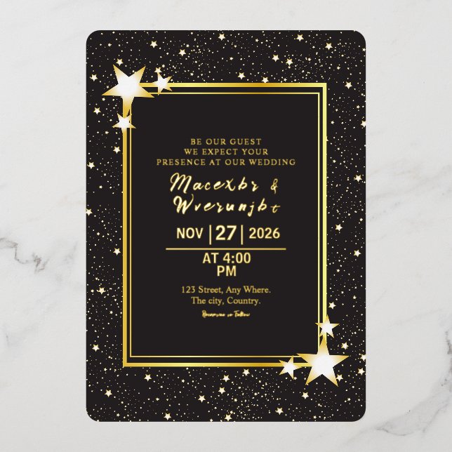 Wedding Invitation Card Gold Luxury Gold Foil (Front)