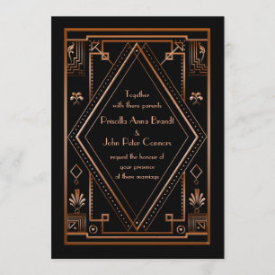 Wedding invitation card,Great Gatsby, pink gold