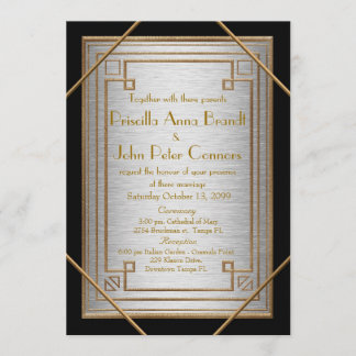 Wedding invitation card,Great Gatsby, silver b