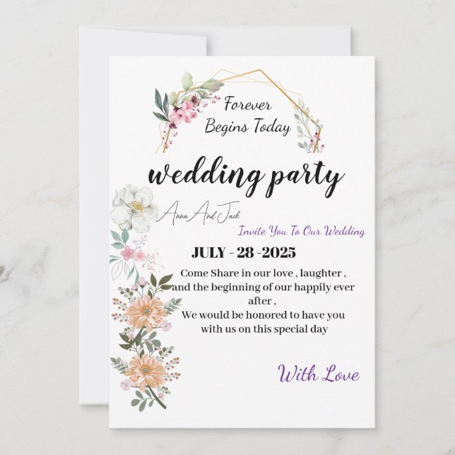 wedding invitation ,  card marriage invitation   (Front)