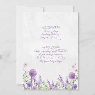 Wedding Invitation Card Purple flowers