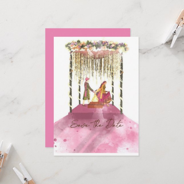 Wedding Invitation card - SAVE THE DATE   (Front/Back In Situ)