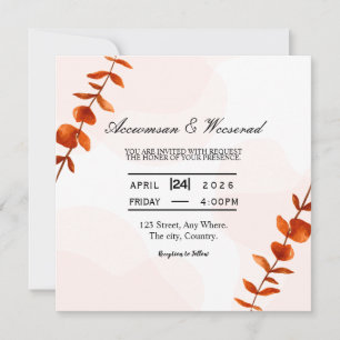 Wedding Invitation Card Square Card Vector 