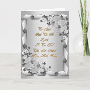 Wedding invitation card white on white orchids