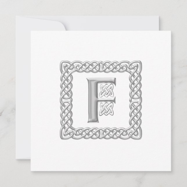 Wedding Invitation Celtic Monogram Letter F (Front)