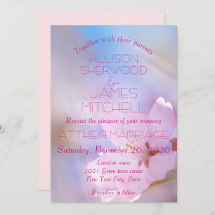 Wedding invitation cherry blossom customizable