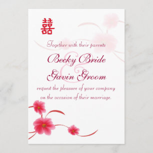 Wedding Invitation Cherry Blossom Double Happiness