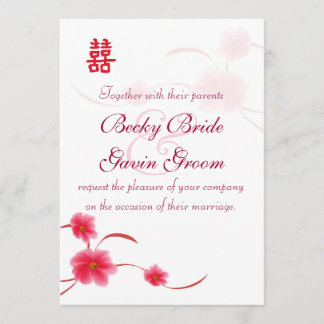 Wedding Invitation Cherry Blossom Double Happiness
