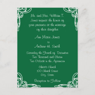Wedding Invitation Corners Swirl on Sea Green