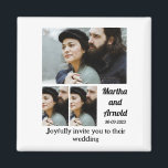 Wedding Invitation custom 3 Photo Collage   Magnet<br><div class="desc">Wedding Invitation custom 3 Photo Collage. Make a unique wedding invitation with your photos and change the names and date using this template for wedding.</div>