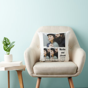 Wedding Invitation custom 3 Photo Collage Throw Pillow