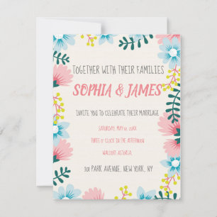 Wedding Invitation Customize Floral Flower Pink