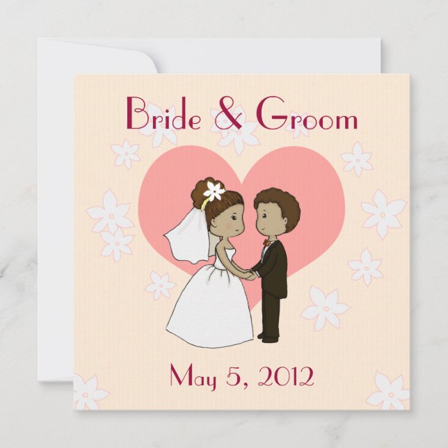 Wedding invitation cute couple cartoon (Front)