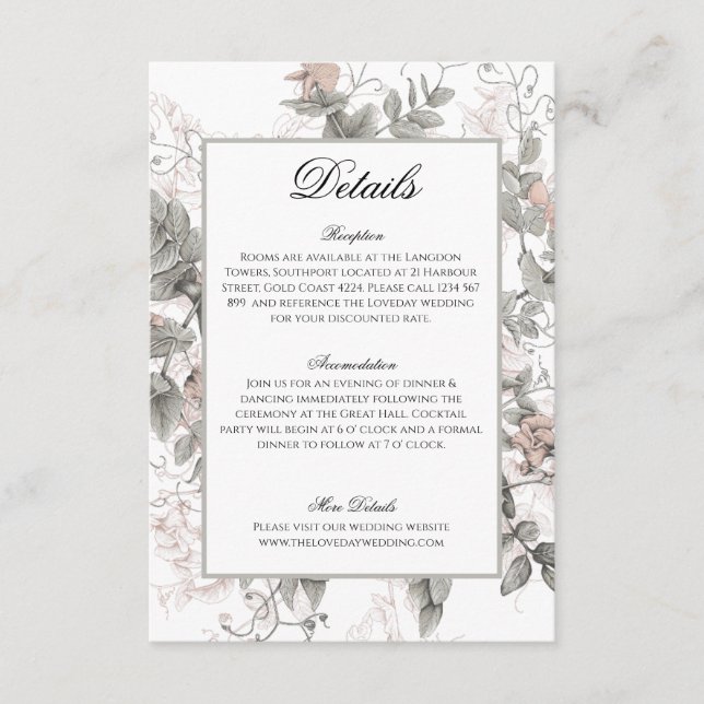 Wedding Invitation Details Information  (Front)