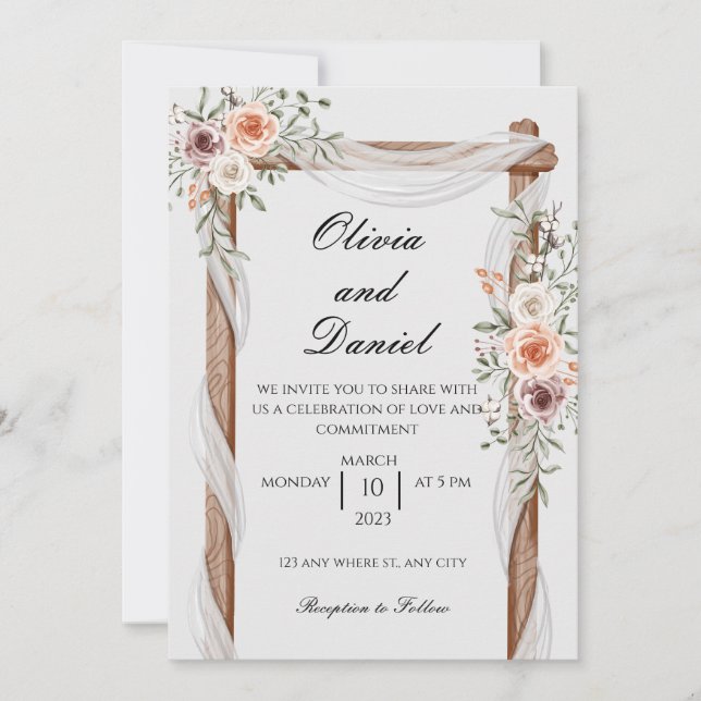 Wedding invitation, elegant and simple invitation (Front)