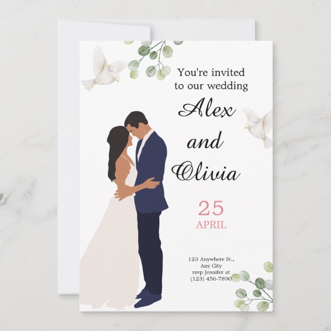 WEDDING INVITATION, ELEGANT AND SIMPLE INVITATION (Front)