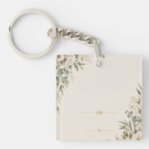 Wedding Invitation Elegant European Botanical Keychain