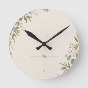 Wedding Invitation Elegant European Botanical  Round Clock