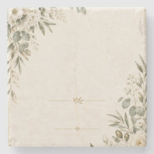 Wedding Invitation Elegant European Botanical Stone Coaster