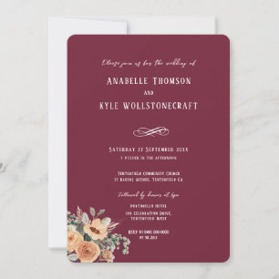 Wedding invitation - Elegant floral burgundy