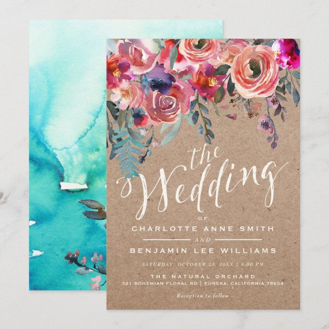 WEDDING INVITATION | Elegant Floral Rustic Spring (Front/Back)