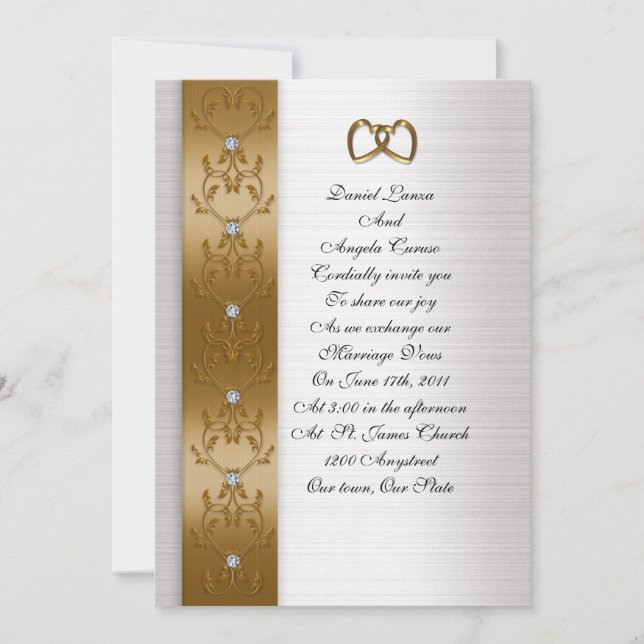 Wedding invitation elegant gold (Front)