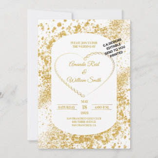 Wedding invitation Elegant Gold wedding invitation