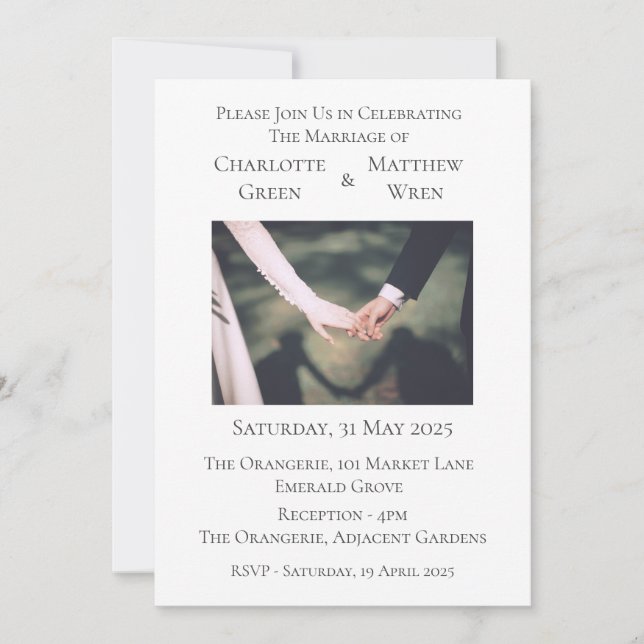 Wedding Invitation Elegant Holding Hands (Front)
