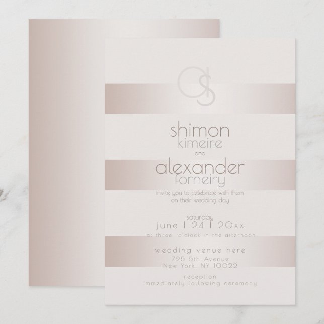 Wedding Invitation | Elegant Modern Blush Pearl (Front/Back)