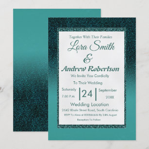 Wedding Invitation  Elegant peacock Glitter